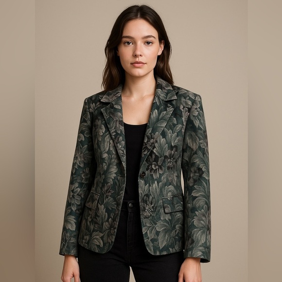 Sag Harbor Jackets & Blazers - Vintage Sag Harbor Floral Tapestry Blazer Jacket Size 12 Fairy Forest Grunge